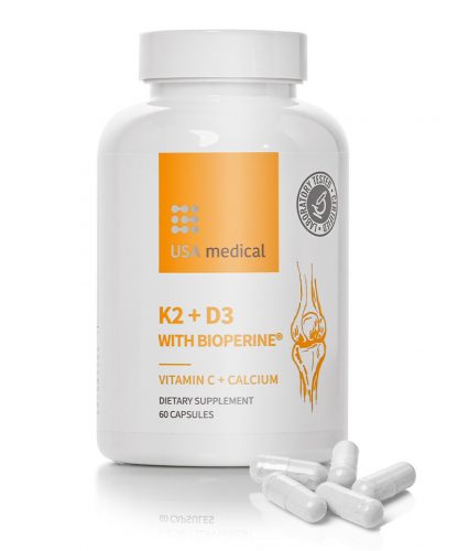USA medical K2+D3 kapszula C-vitaminnal és Bioperine® feketebors kivonattal – 60 db